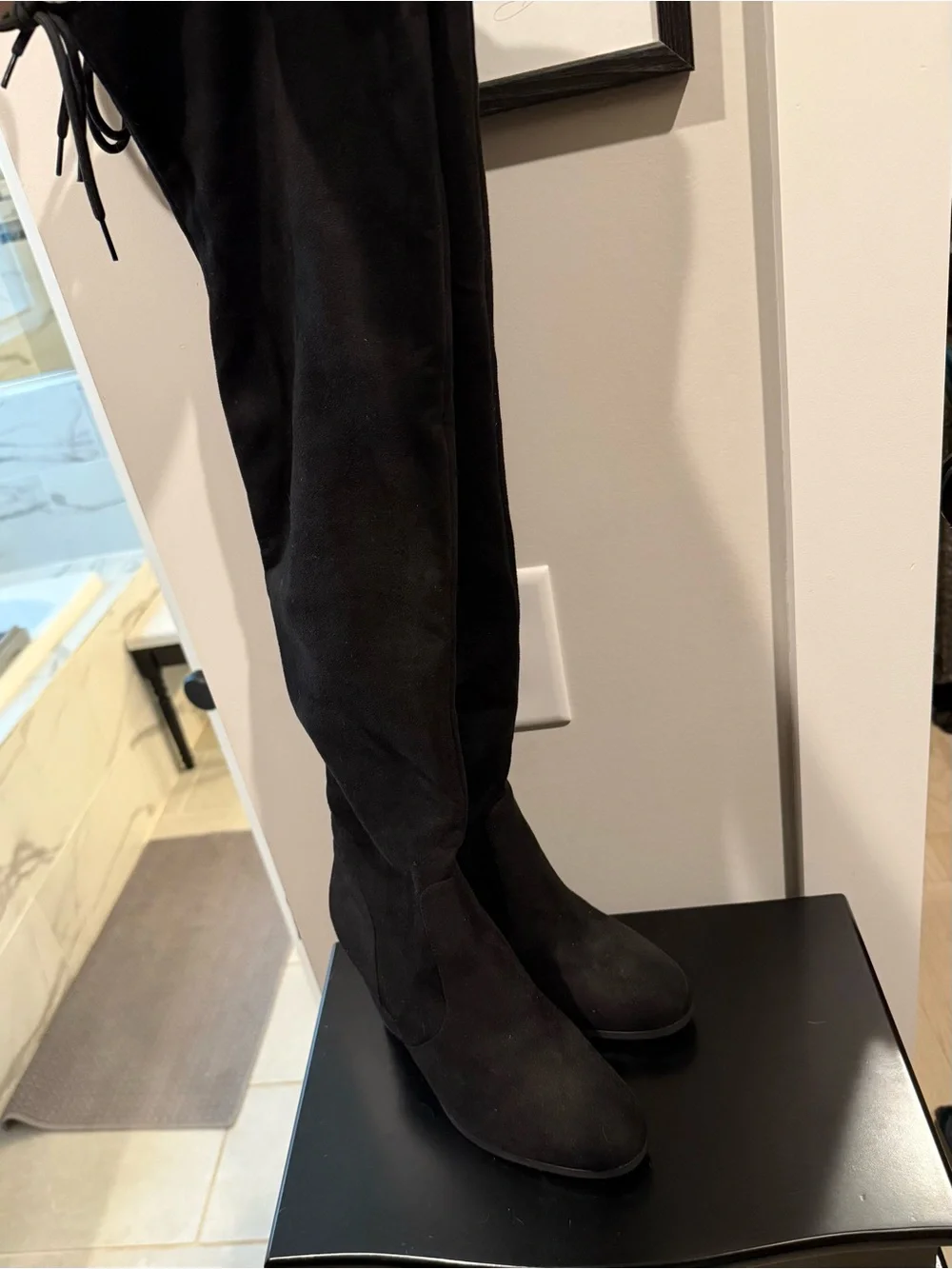 Black Suede Over-the-Knee Women's Boots - Classic Style